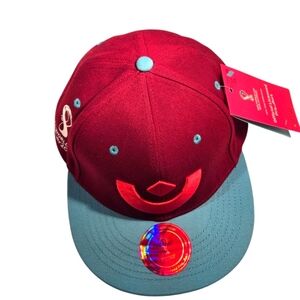 Fifa World Cup Qatar 2022 Snapback Cap Burgundy Turquoise Unisex Collectible Cap